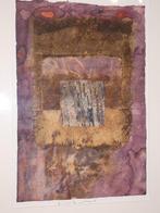 gesigneerd moderne kunst "mixed media" op textiel, Antiek en Kunst, Ophalen