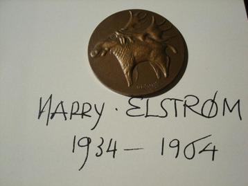 HARRY ELSTROM 1906-1993 bronzen medaille brons eland penning beschikbaar voor biedingen