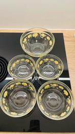 Glazen bowls met zonnebloemen, setprijs, Ophalen of Verzenden, Zo goed als nieuw