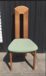 stoel x 6 - massief eikenhout - stof - stof - deco - woonkam, Ophalen, Hout, Gebruikt, Bruin