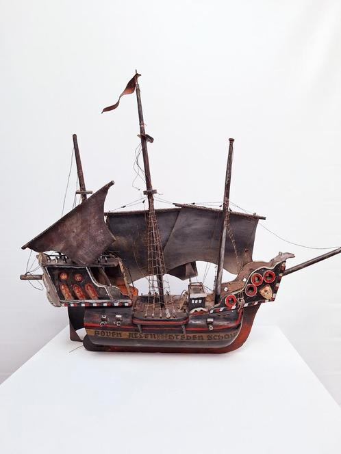 Antiek houten modelschip Duits karveel/kraak Köln, Antiek en Kunst, Curiosa en Brocante, Ophalen of Verzenden