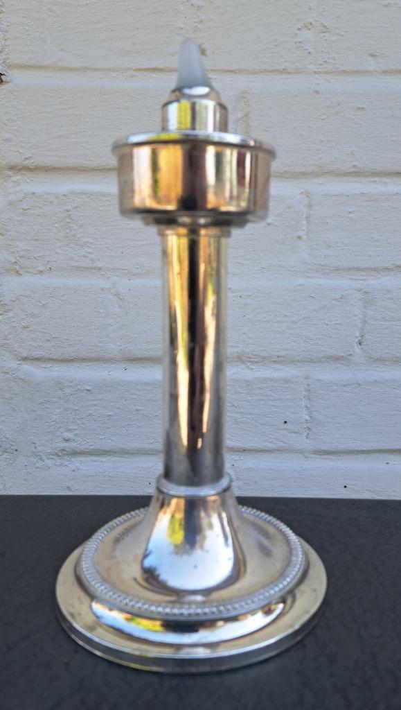 bougeoir en métal argenté avec plume, Antiquités & Art, Enlèvement ou Envoi, Argent