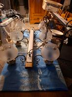 Rustieke luster te koop eik en tin en 2 reserve kappen, Ophalen