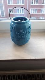 Blauw keramiek lantaarn, Blauw, Ophalen of Verzenden, Zo goed als nieuw, Kaars
