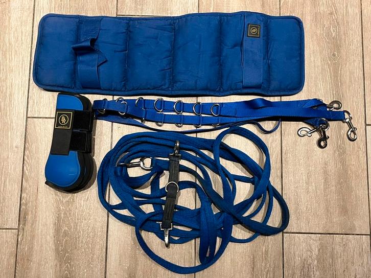 Longeerset full - blauw, Animaux & Accessoires, Chevaux & Poneys | Brides & Harnachement, Comme neuf, Enlèvement ou Envoi