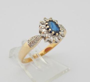 18k Gouden Prinses Diana Lady Di Ring 22 Diamanten Saffier beschikbaar voor biedingen