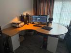 Bureau met hoek en rond vergader stuk, Huis en Inrichting, Bureaus, Ophalen, In hoogte verstelbaar, Gebruikt, Bureau