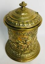 Antieke design messing tabakspot sigarendoos jachttafereel, Antiek en Kunst, Ophalen of Verzenden