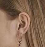 14K verguld zilveren dames creolen - 1,2 x 20 mm, Handtassen en Accessoires, Oorbellen, Ophalen of Verzenden, Nieuw, Goud, Zilver