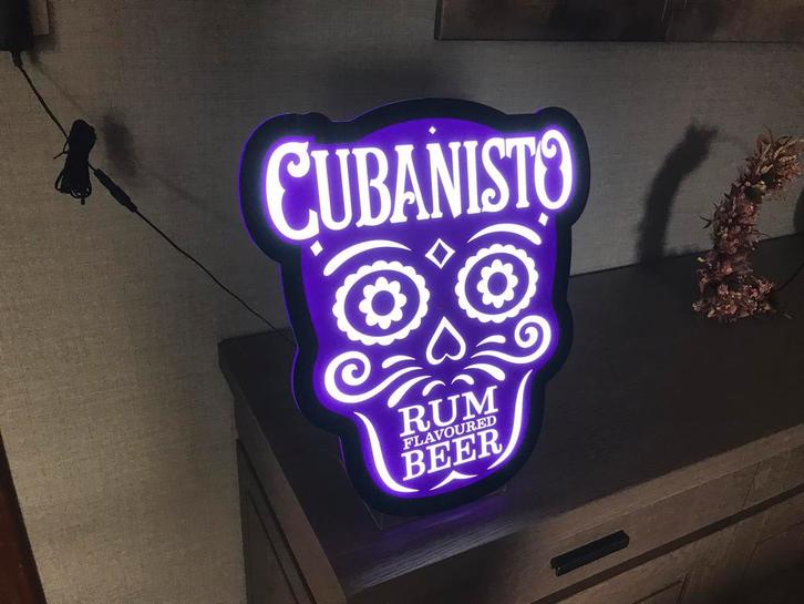 Cubanisto bier/rum led lichtreclame, nieuw, Verzamelen, Biermerken, Nieuw, Reclamebord, Plaat of Schild, Ophalen of Verzenden