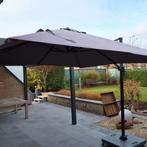 Zweefparasol donkergrijs 3m/3m met zware parasolvoet., Ophalen, Zo goed als nieuw, Zweefparasol