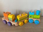 Houten trein met blokken, Kinderen en Baby's, Speelgoed | Houten speelgoed, Ophalen of Verzenden, Gebruikt, Duw- of Trekspeelgoed