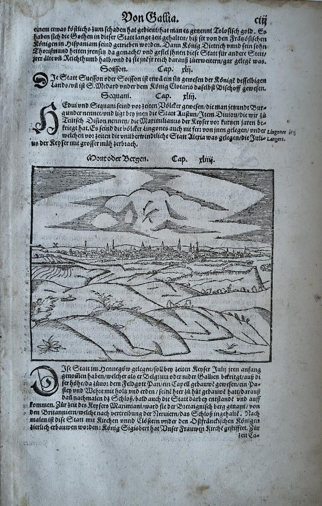 gravure - 1p de Cosmographia de Sebastian Münster, Antiquités & Art, Art | Eaux-fortes & Gravures, Enlèvement ou Envoi