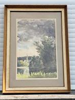 aquarelle paysage signe leon claessens, Antiek en Kunst, Ophalen of Verzenden