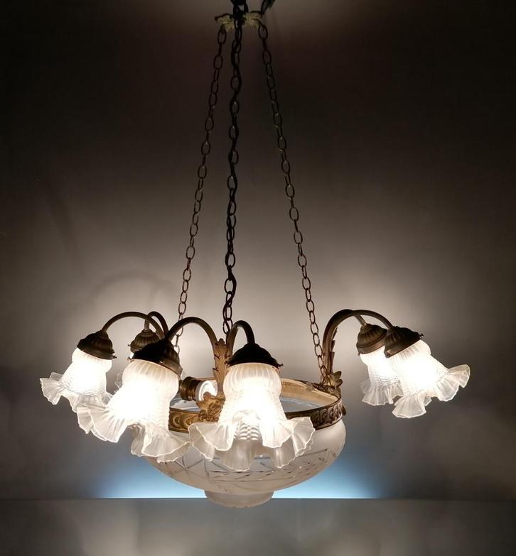 19e eeuwse Franse verguld bronzen kroonluchter, Antiek en Kunst, Antiek | Verlichting, Ophalen