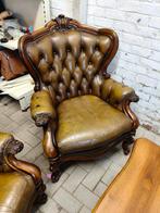 Leren barok Chesterfield salon, Antiek en Kunst, Ophalen