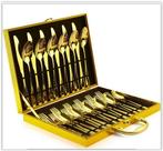 Ensemble de vaisselle 24 pièces en acier  inoxydable doré, Enlèvement ou Envoi