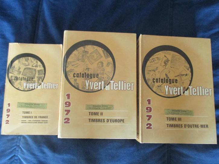 4 postzegelcatalogi Yvert en Tellier: 3 van 1972 +1 van 1975, Postzegels en Munten, Postzegels | Toebehoren, Catalogus, Ophalen