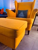 IKEA FAUTEUIL STRANDMON + REPOSE PIED, Skiftebo jaune, Enlèvement, Comme neuf, Tissus