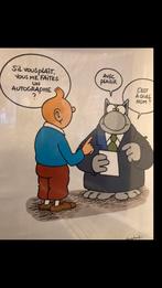 Geluck sérigraphie Tintin et le Chat, Antiek en Kunst, Kunst | Litho's en Zeefdrukken