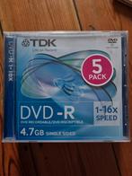 NIEUW TDK 5 DVD-R 4,7GB 1-16x speed, Dvd, Enlèvement ou Envoi, Neuf