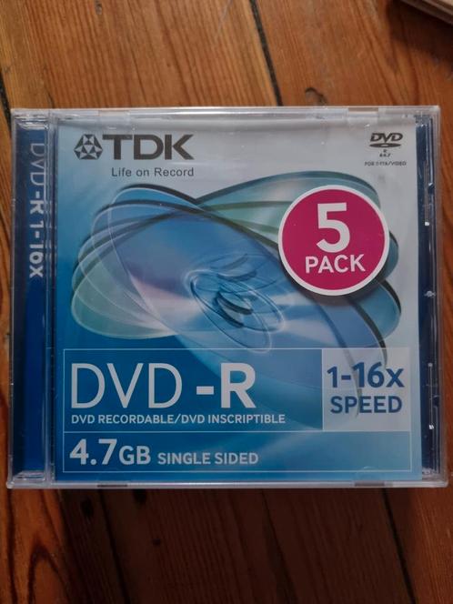 NIEUW TDK 5 DVD-R 4,7GB 1-16x speed, Informatique & Logiciels, Disques enregistrables, Neuf, Dvd, Enlèvement ou Envoi