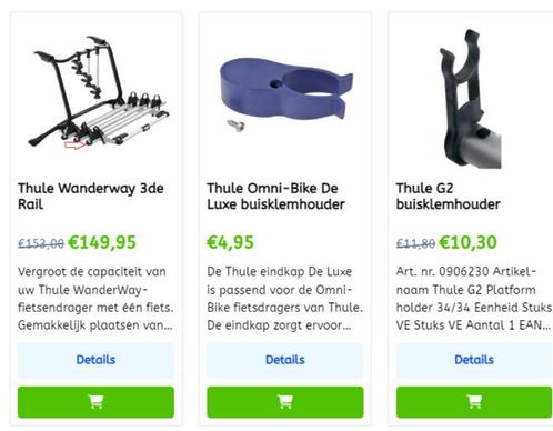 Thule fietsdrager onderdelen te koop zie website!, Caravanes & Camping, Caravanes Accessoires, Envoi