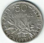 50 centimes 1910 Frankrijk Semeuse zilver, Verzenden, Frankrijk, Losse munt, Zilver