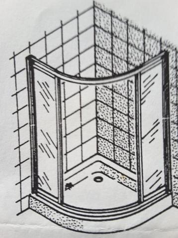 Douche hoekinstap kwart ronde, glazen schuifdeuren beschikbaar voor biedingen