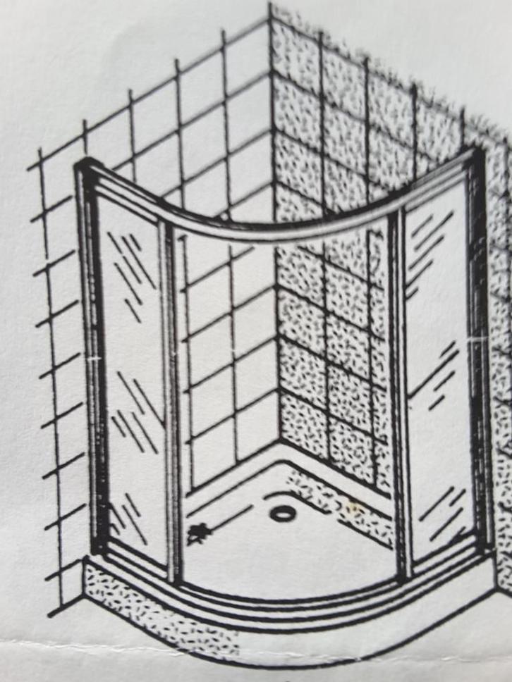 Douche hoekinstap kwart ronde, glazen schuifdeuren, Doe-het-zelf en Bouw, Sanitair, Zo goed als nieuw, Douche, Ophalen