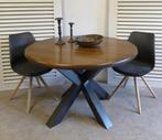 Belle table à manger ronde noire en chêne 120 cm, Maison & Meubles, Comme neuf, Métal, 100 à 150 cm, 100 à 150 cm
