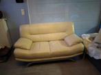 Authentieke zetel jaren 60, 100 tot 125 cm, Leer, Ophalen of Verzenden, Beige