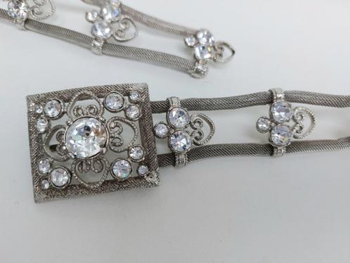 Super ceinture strass métal travaillé, ajustable Paris, Handtassen en Accessoires, Armbanden, Gebruikt, Overige materialen, Zilver