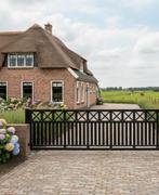 Woodlook schuifpoort nieuw model: 400x150cm zwart compleet!, Staal, 100 tot 150 cm, Schuifpoort, Nieuw