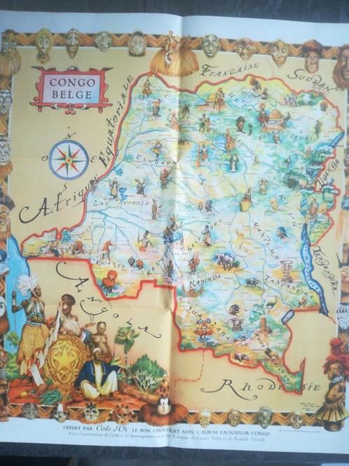 carte ethnique Congo Belge Thiriar publicité  Cote d Or, Livres, Atlas & Cartes géographiques, Utilisé, Autres types, Autres régions