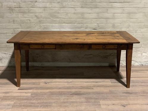 Authentieke boerentafel - 199 x 90 cm + 77 cm hoog / 2 lades, Huis en Inrichting, Tafels | Eettafels, Zo goed als nieuw, 50 tot 100 cm