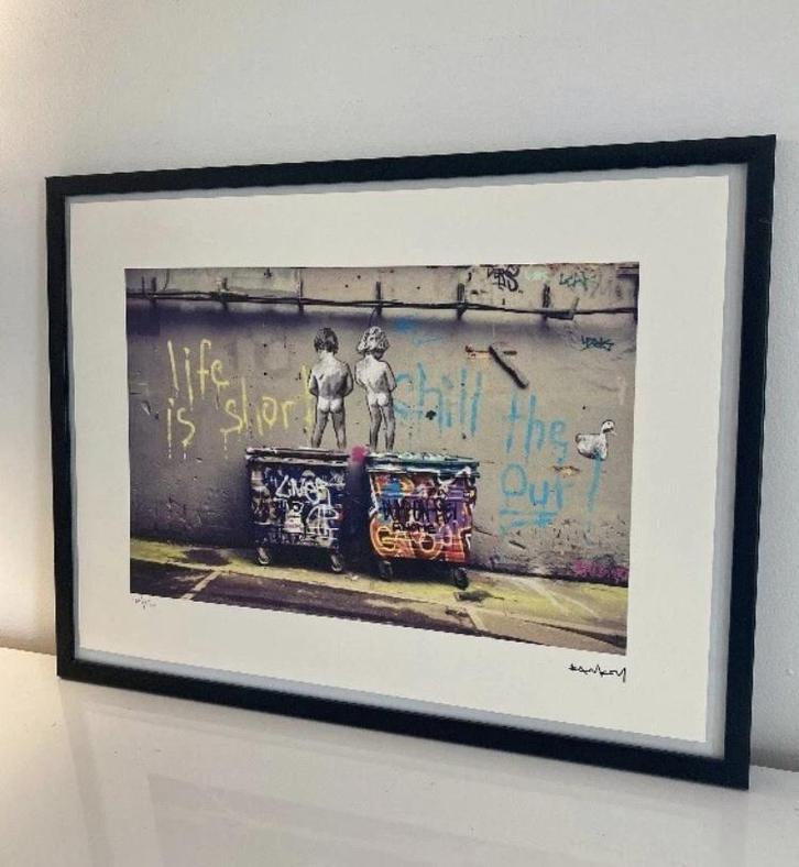 BANKSY: ingelijste lithografie met certificaat, Antiek en Kunst, Kunst | Litho's en Zeefdrukken, Ophalen of Verzenden