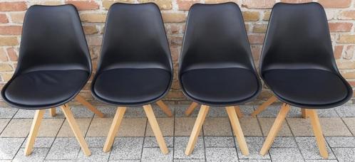Moderne keukenstoelen, 4 stuks zwart, Huis en Inrichting, Stoelen, Zo goed als nieuw, Vier, Hout, Kunststof, Metaal, Zwart, Ophalen