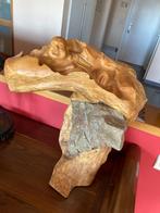 Boudha en bois et pierre 45cm, Antiquités & Art, Art | Sculptures & Bois, Enlèvement ou Envoi