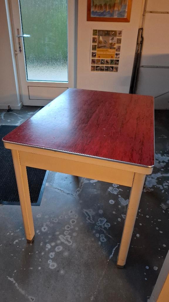 Vintage retro tafel, Huis en Inrichting, Tafels | Eettafels, Gebruikt, Rechthoekig, Metaal, Overige materialen, Ophalen