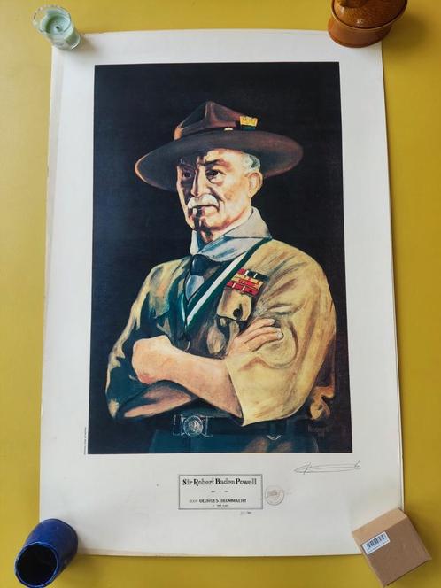 Sérigraphie Baden Powell - G. Blommaert, numérotée 350/5 00, Collections, Scoutisme, Comme neuf, Enlèvement ou Envoi