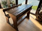 Bureau Antieke houten schoolbank + inktpot, Huis en Inrichting, Ophalen, Gebruikt, Bureau