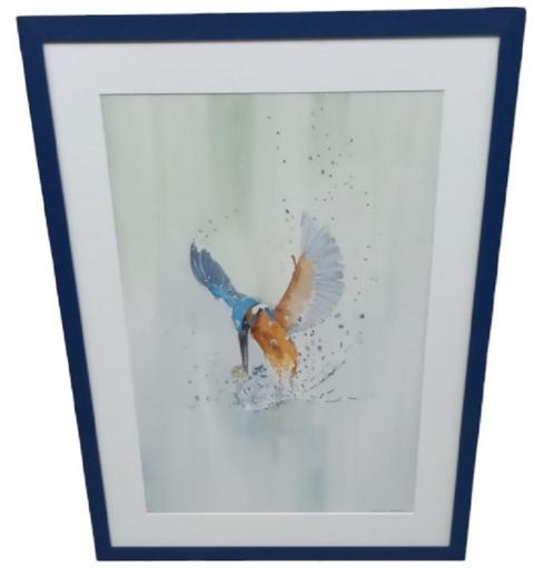 aquarel "ijsvogel" Christine Desender., Antiek en Kunst, Kunst | Schilderijen | Modern, Ophalen