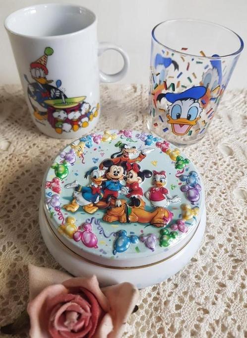 Donald Duck /Disney, glas, beker en blikje, Collections, Disney, Utilisé, Service, Donald Duck, Enlèvement ou Envoi