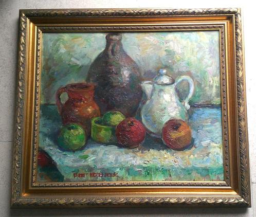 gevarieerd Stilleven op tafel - Piet Middelhoek (1930-2004), Antiek en Kunst, Kunst | Schilderijen | Klassiek, Ophalen of Verzenden