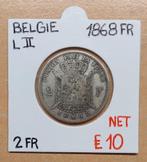 2 FR   1868 FRANS     LEOPOLD II   BELGIE   ZILVER   € 10, Zilver, Ophalen of Verzenden, Losse munt, Zilver