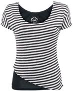 Zwart Premium 2-in-1 Trompe-l'oeil T-shirt met strepen - L -, Kleding | Dames, Blouses en Tunieken, Nieuw, Maat 42/44 (L), Ophalen of Verzenden