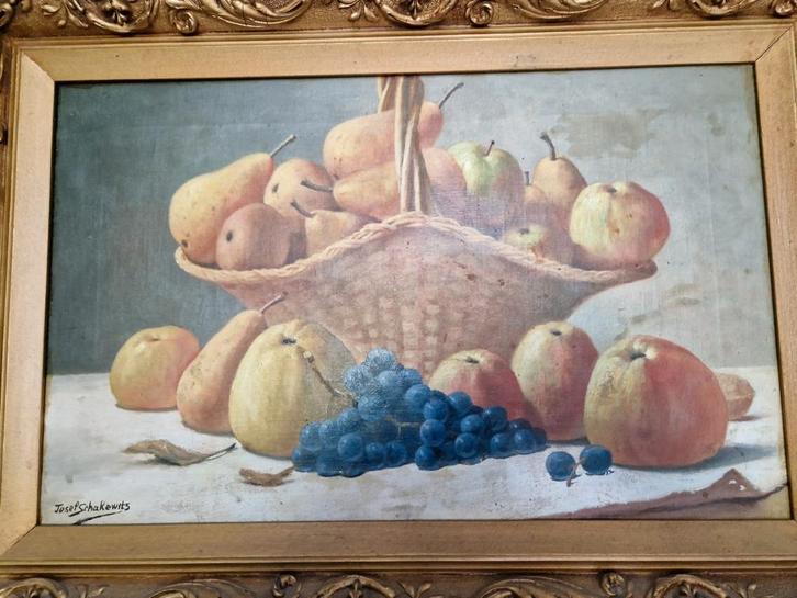 Olie op doek: Joseph Schakewits " stilleven : Fruitmand", Antiek en Kunst, Kunst | Schilderijen | Klassiek, Ophalen