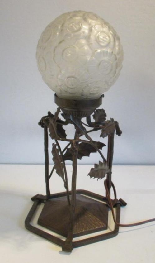 lampadaire art déco lampe de table boule de verre pressé en, Antiquités & Art, Antiquités | Éclairage, Envoi