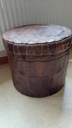 Vintage leren patchwork poef, Ophalen, Gebruikt